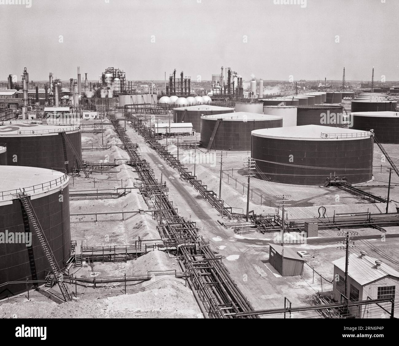 1950s INDUSTRIAL OIL REFINERY TANK FARM PHILADELPHIA PA USA i130