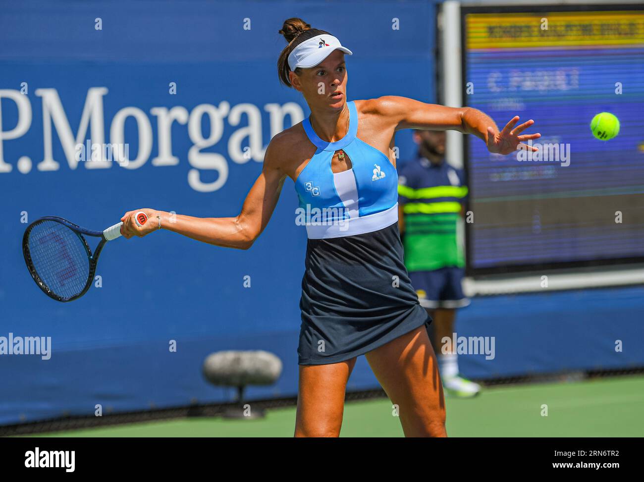 French tennis player Chloé Paquet in the first round of the US Open in ...