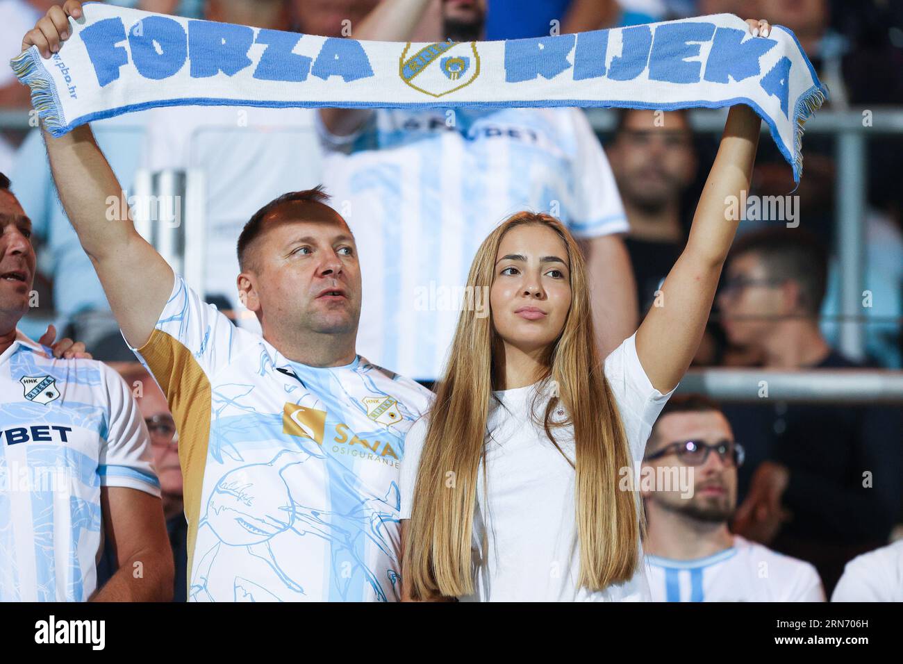 Rijeka, Croatia. 30th Aug, 2023. Players of HNK Rijeka during the training  session at HNK Rijeka Stadium in Rijeka, Croatia, on August 30, 2023. ahead  of the UEFA Conference League playoff 2nd