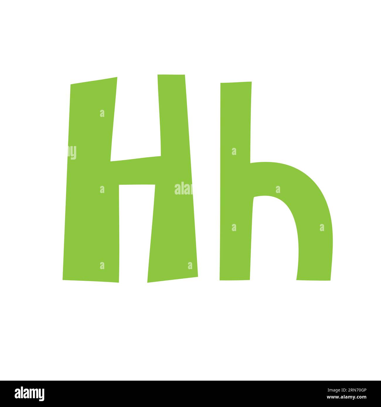 Doodle playful letter H uppercase, lowercase abc colorful cartoon funny
