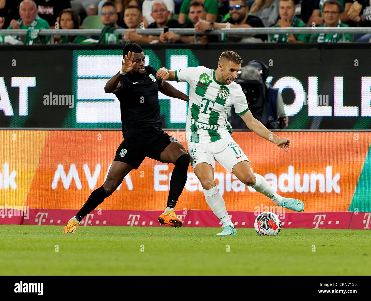 BUDAPEST, HUNGARY - AUGUST 4: Ihor Kharatin of Ferencvarosi TC celebrates  his goal during the UEFA Champions League Third Qualifying Round 1st Leg  match between Ferencvarosi TC and SK Slavia Praha at