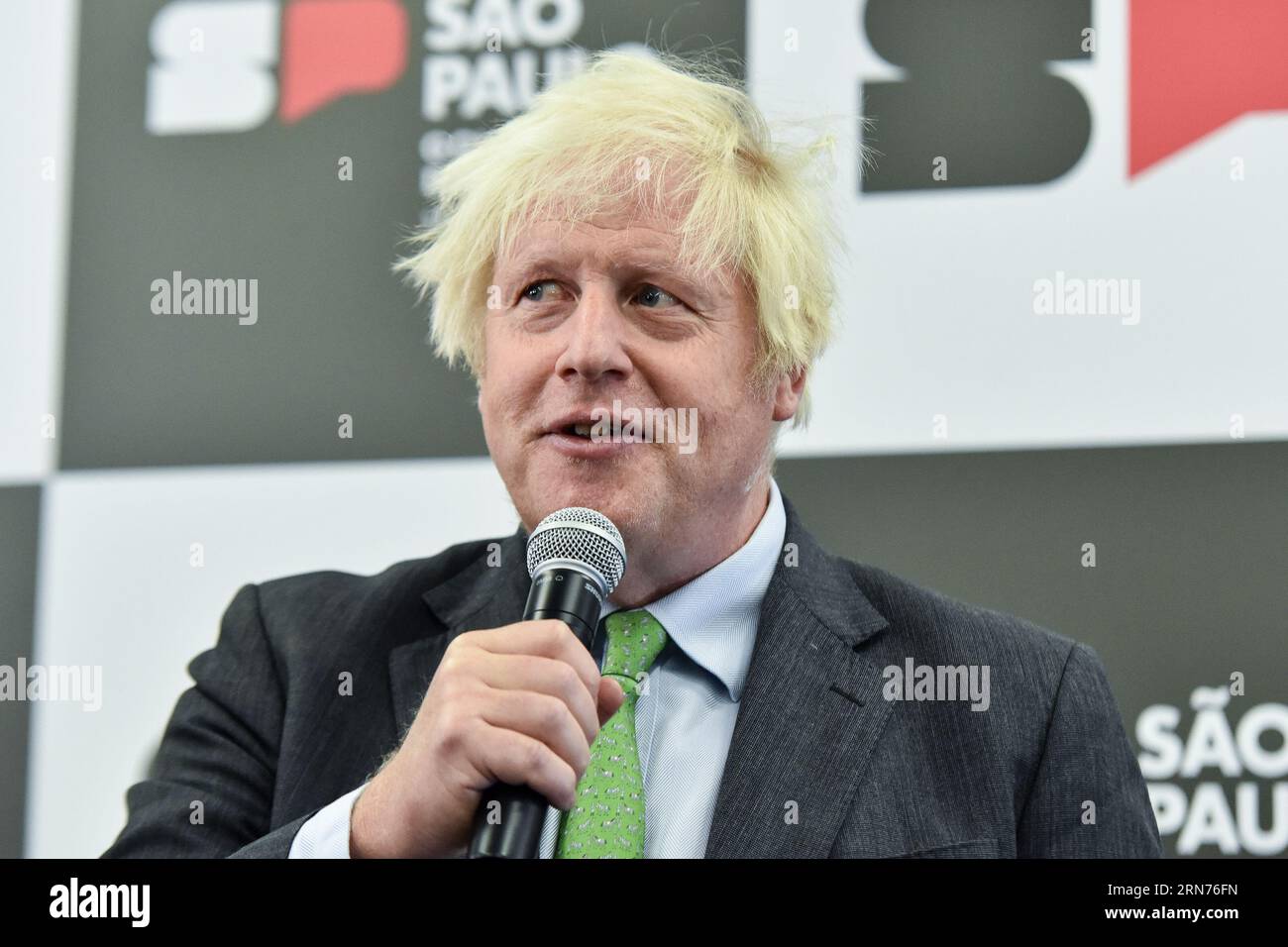 SÃO PAULO, SP - 31.08.2023: BORIS JOHNSON ENCONTRA TARCÍSIO DE FREITAS -  Former British Prime Minister Boris Johnson, during a meeting with the  Governor of São Paulo, Tarcísio de Freitas, this Thursday (