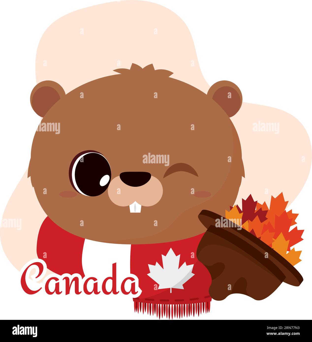 Cute beaver avatar with canadian scarf and forest ranger hat Vector ...