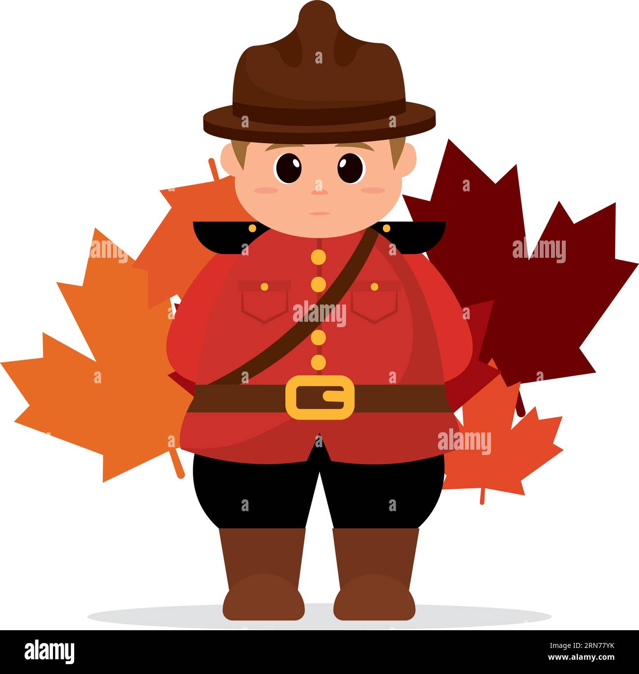 Cute male forest ranger cartoon with leaves Vector Stock Vector Image ...