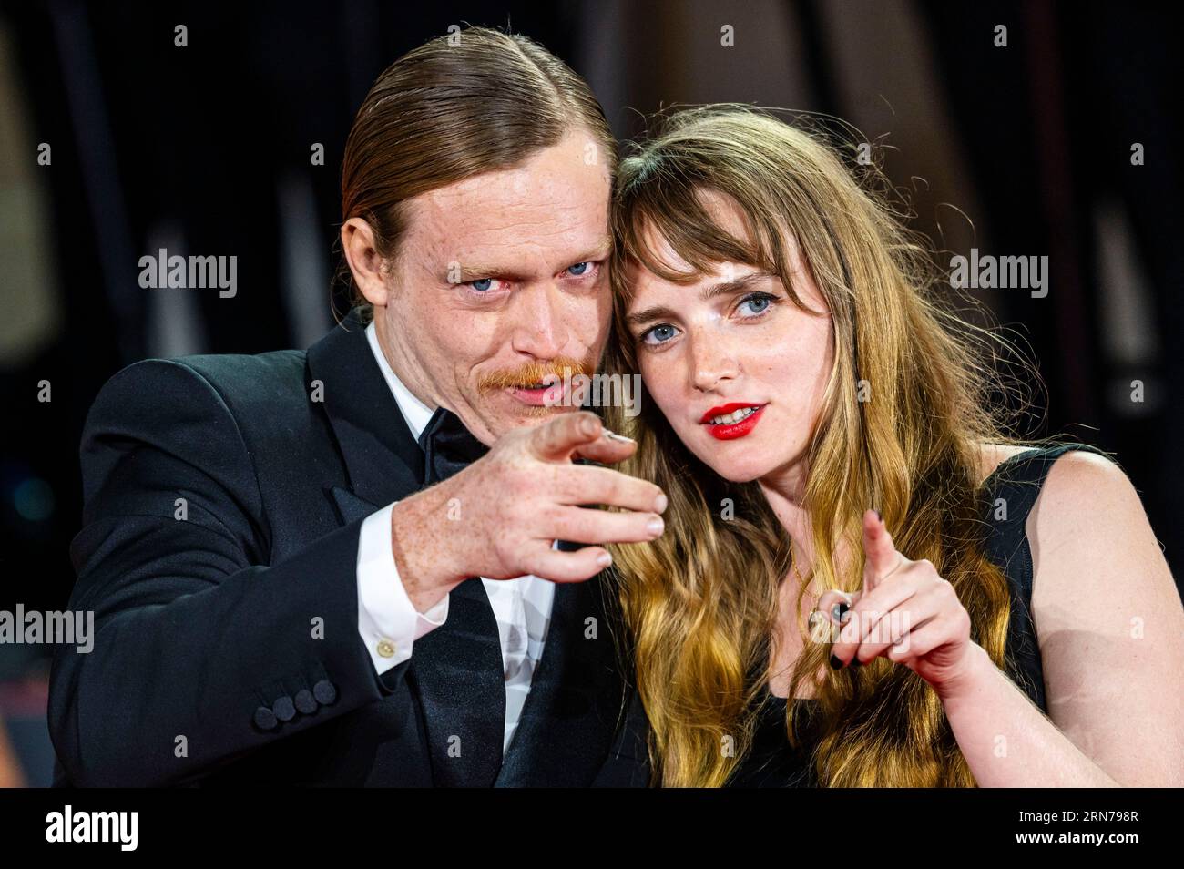 Venice, Italy. August 31, 2023. Caleb Landry Jones and Katya Zvereva arrives at the premiere of