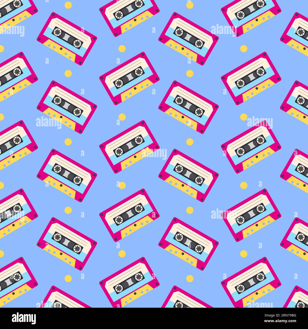 Pop Art Cassette Pattern For Textile Design. 90s Vector Flat Style ...