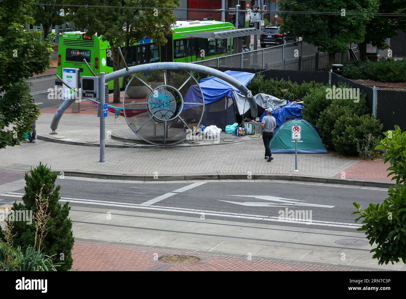Homeless encampments in downtown Portland Oregon Stock Photo Alamy