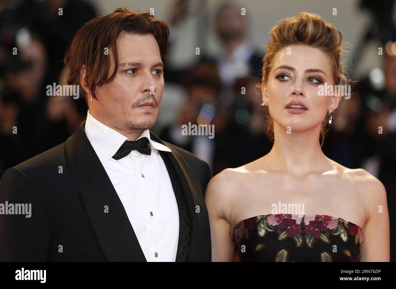 ENTERTAINMENT RED CARPET 72. Filmfest Venedig: Filmpremiere The Danish Girl 150905 -- VENICE, Sept. 5, 2015 -- Johnny Depp L and Amber Heard attend a premiere for The Danish Girl during the 72nd Venice Film Festival at Lido island in Venice, Italy, Sept. 5, 2015.  ITALY-VENICE-FILM-FESTIVAL-72ND-THE DANISH GIRL-PREMIERE YexPingfan PUBLICATIONxNOTxINxCHN Stock Photo