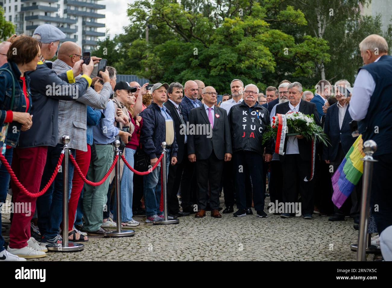 Gdansk, Poland. 31st Aug, 2023. Former President of Poland Lech Walesa seen during 43rd anniversary of August 1980 Agreements at the Solidarity Square. The Agreements were a symbolic beginning of the Solidarity Trade Union. They ended the wave of workers' strikes in 1980 and contributed to the increasing role of Lech Walesa and the fall of communism in Poland in 1989. (Photo by Mateusz Slodkowski/SOPA Images/Sipa USA) Credit: Sipa USA/Alamy Live News Stock Photo