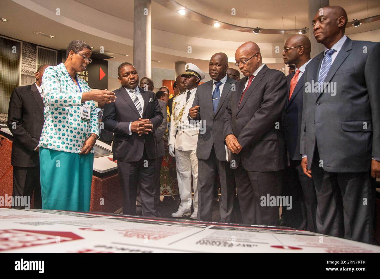 Mozambican President Filipe Nyusi (R, Front) And His South African ...