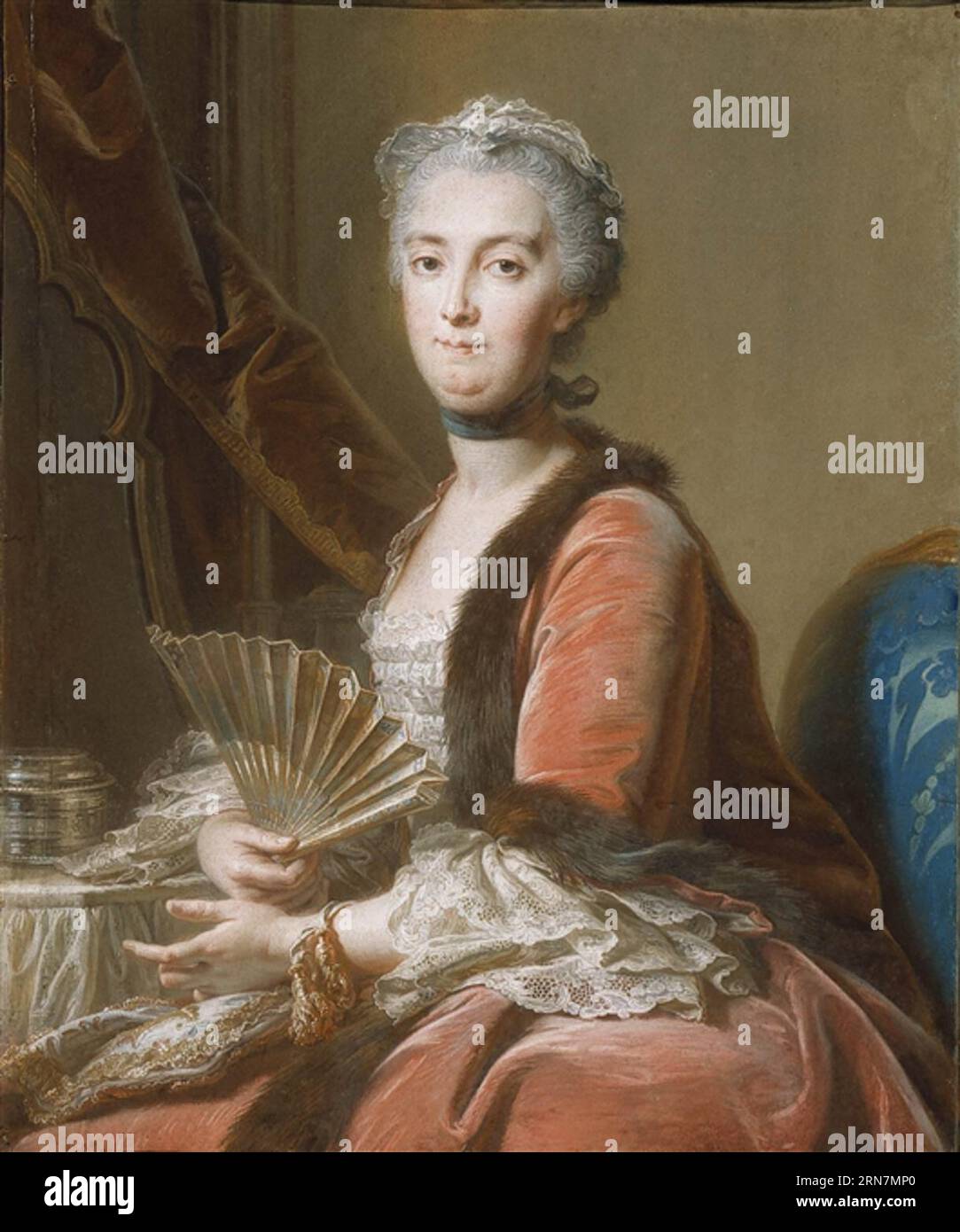 Portrait of Anne Marie Louise Nicole de Lamoignon de Malesherbes, Countess of Sénozan circa 1751 by Jean Valade Stock Photo