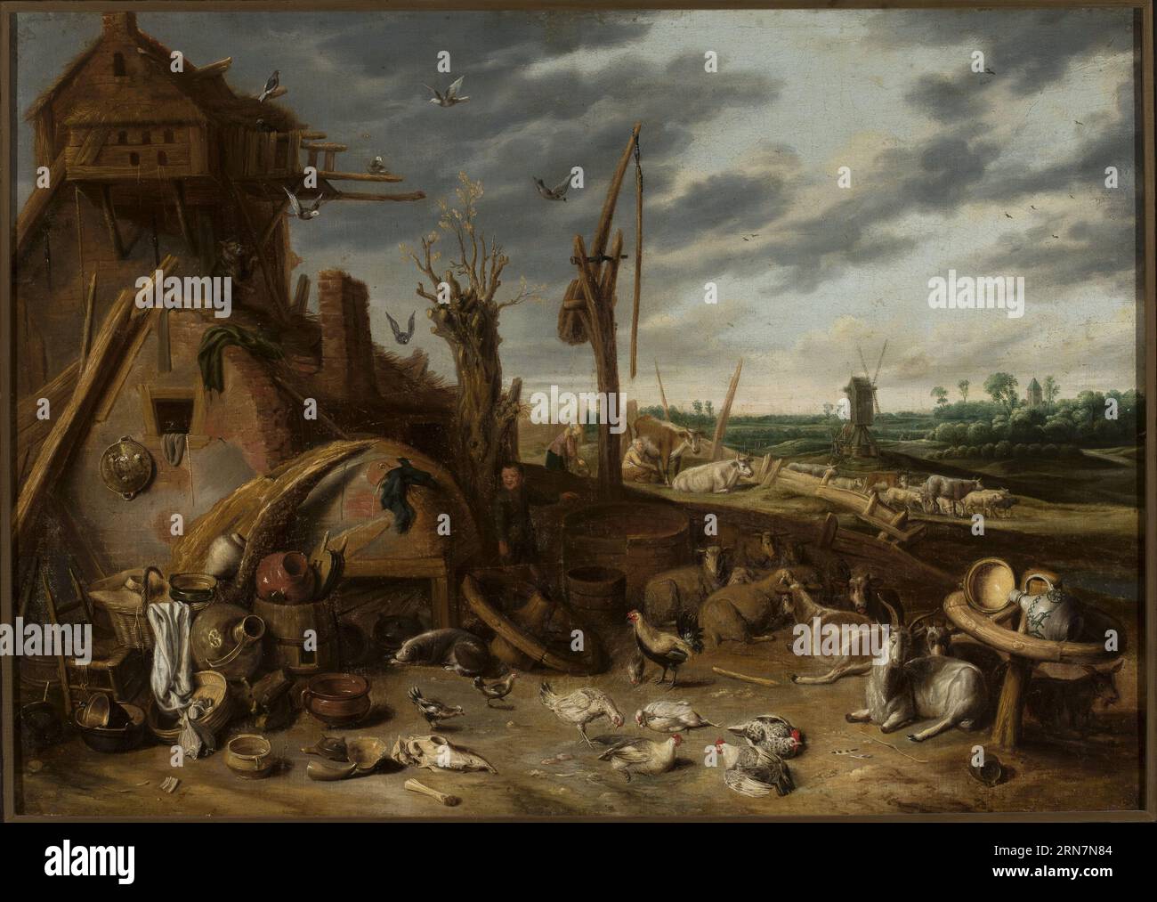 Country farm with pots. between 1600 and 1650 by François Ryckhals Stock Photo