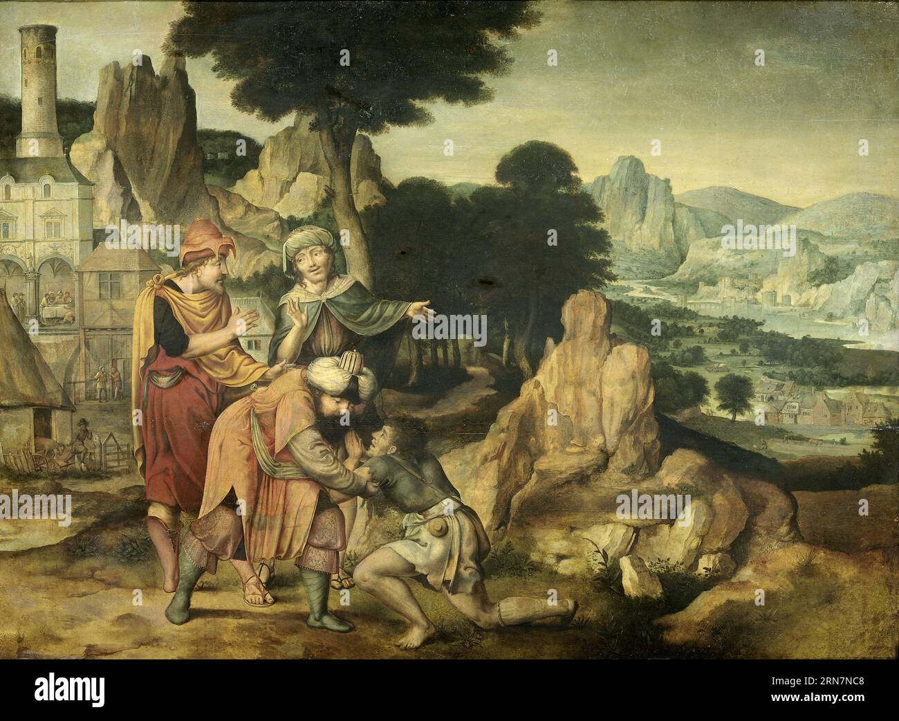 The parable of the prodical son 1538 by Cornelis Massijs Stock Photo