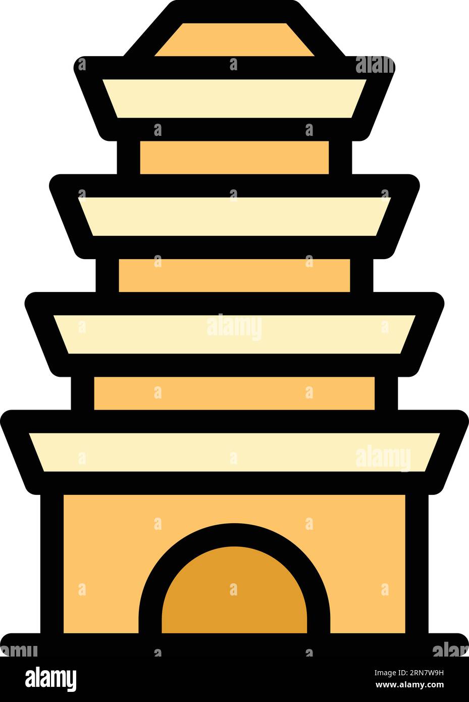 Wood pagoda icon outline vector. Chinese building. House temple color flat Stock Vector