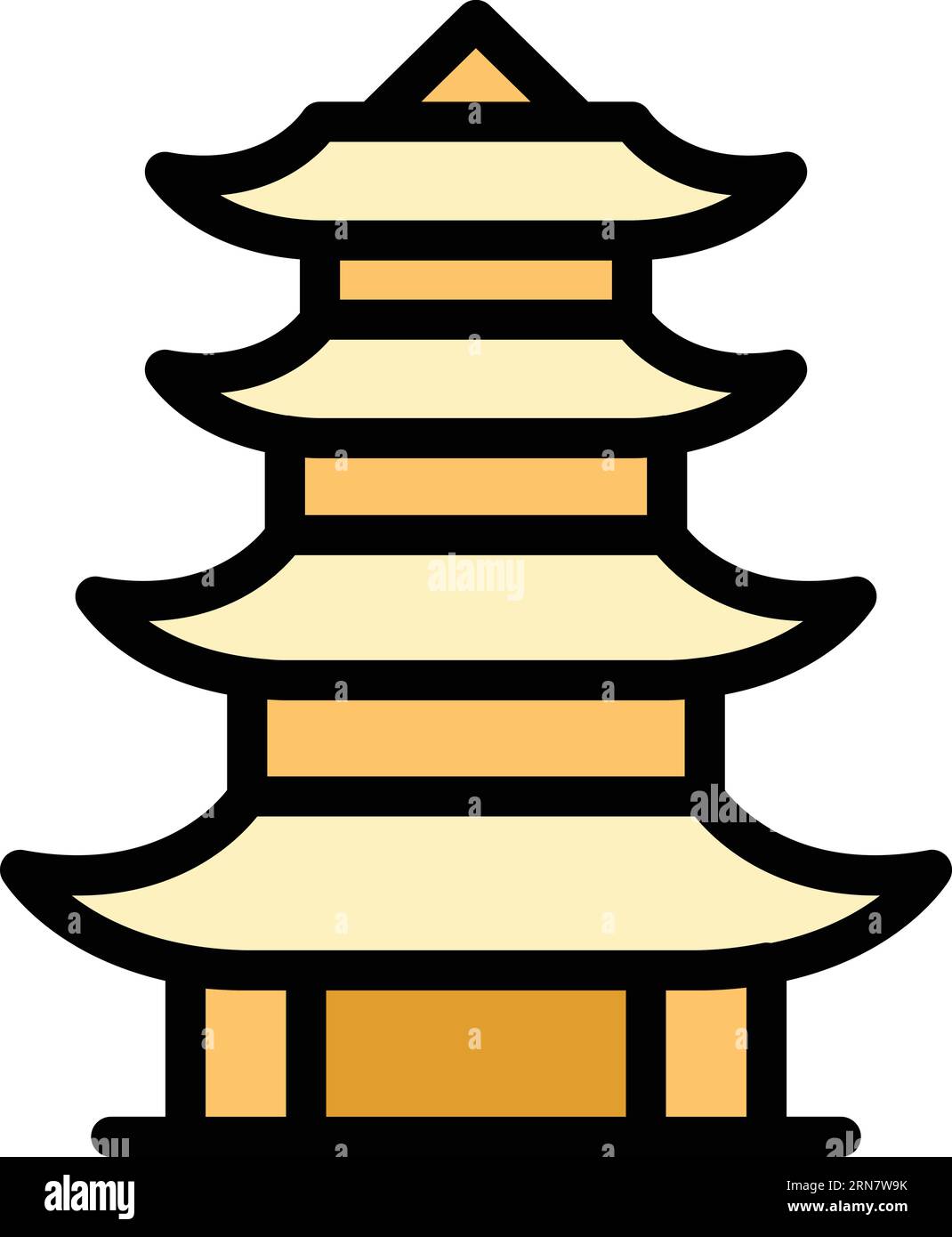 Town pagoda icon outline vector. Chinese palace. Tree style color flat Stock Vector