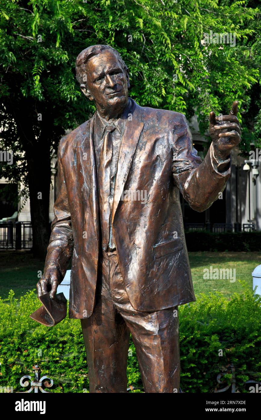 Statue of the 41st president of the United States George Herbert Walker Bush (1924-2018) in Budapest, Hungary Stock Photo