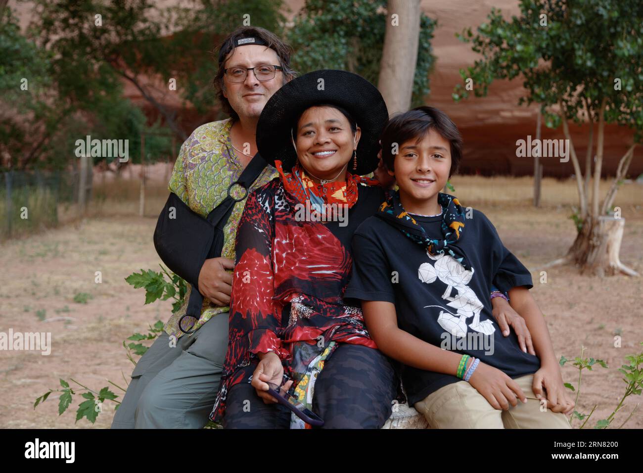 B odhi Garrett, Vajra Garrett and Chitri Garrett in the bottom Canyon De Chelly National Monument - Navajo Indian Reservation, Arizona Stock Photo