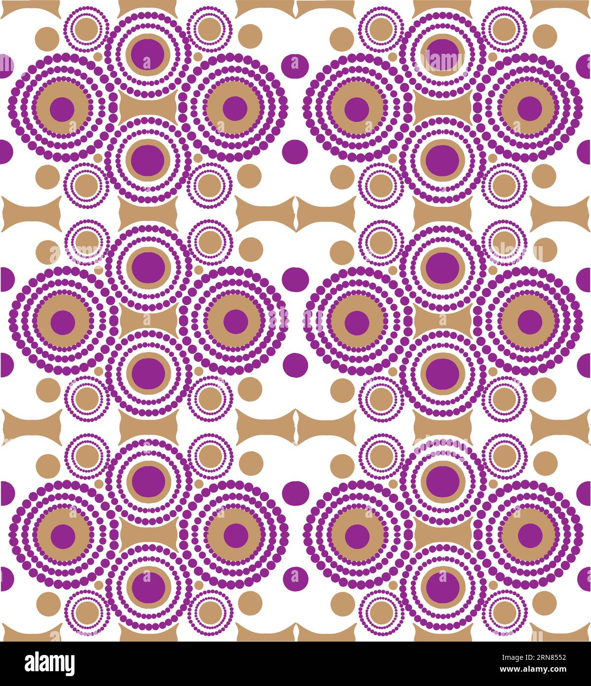 Abstract background with purple and brown dots and circles, retro, 1960s inspired Stock Vector
