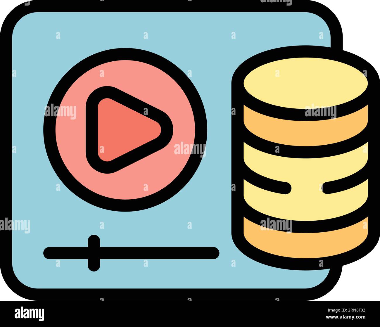Video data money icon outline vector. Profit blog. Money data color flat Stock Vector