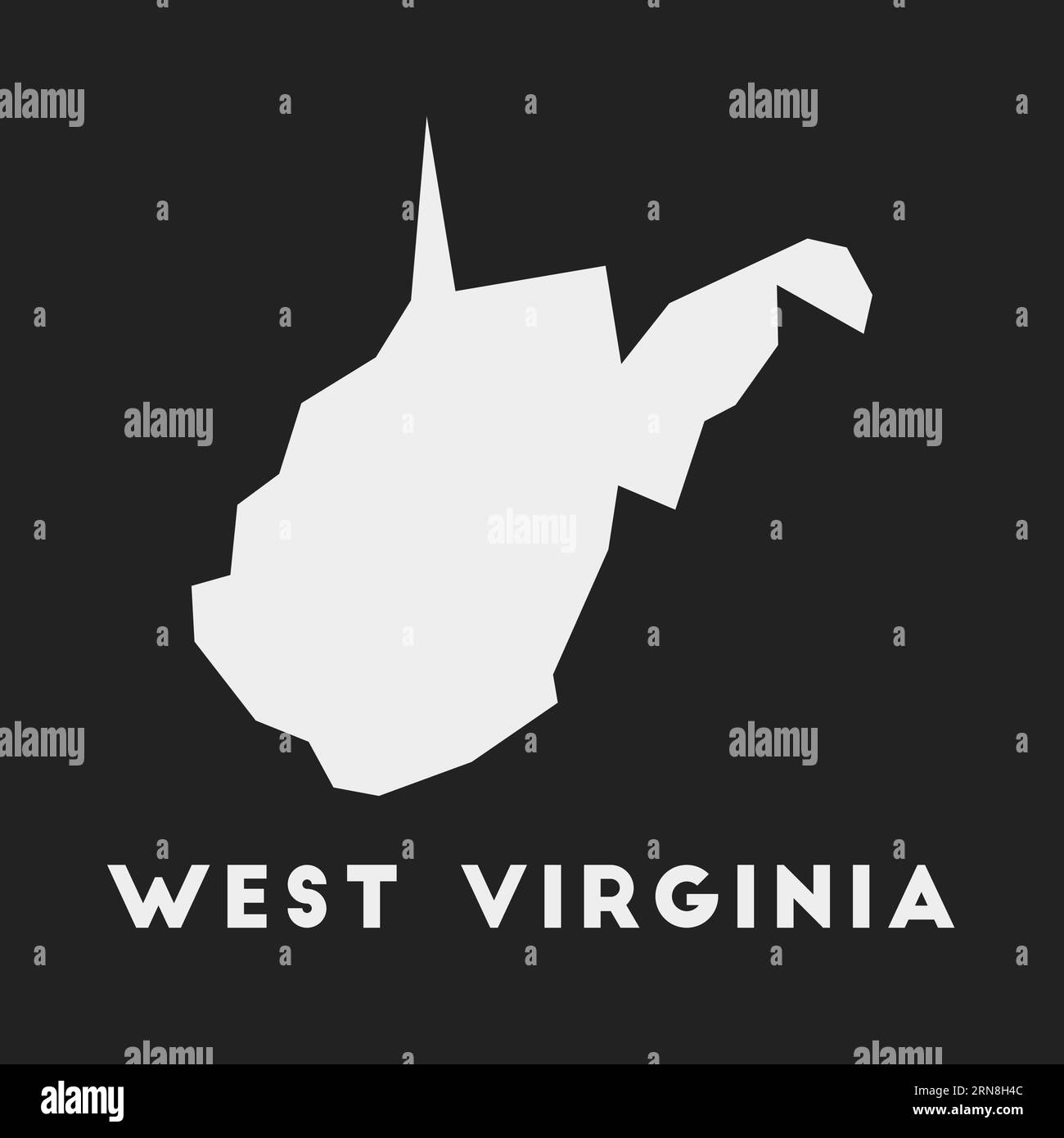 West Virginia icon. Us state map on dark background. Stylish West