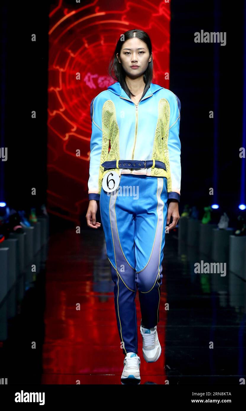 A model displays a new creation at the Qiaodan Cup 10th China Sports Wear  Design Contest & Agreement Renewal Ceremony during the China Fashion Week  Sp Stock Photo - Alamy