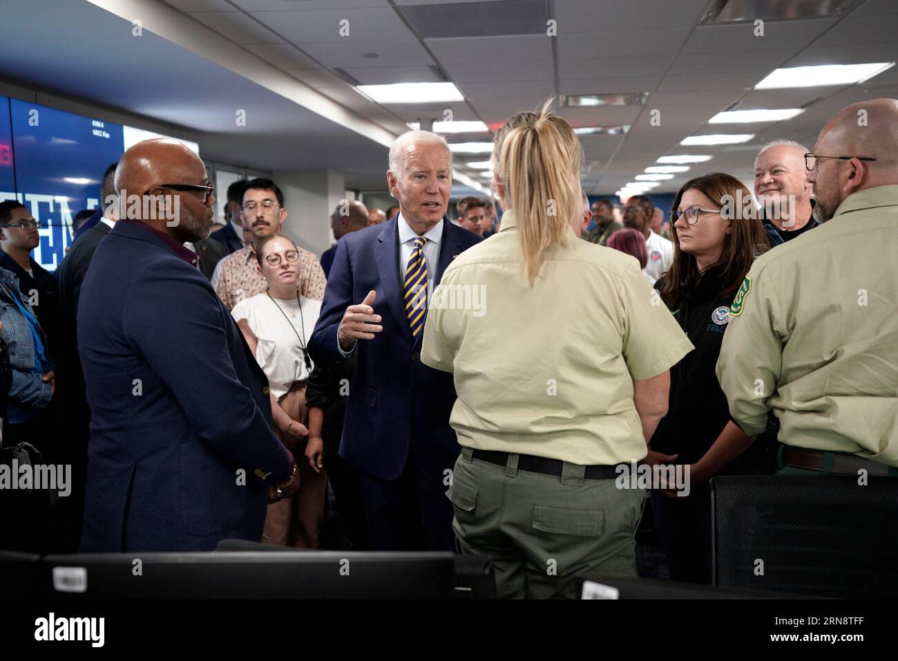 United States President Joe Biden visits Federal Emergency Management Agency (FEMA) headquarters in Washington, DC on August 31, 2023. Credit: Yuri Gripas/Pool via CNP/MediaPunch Stock Photo