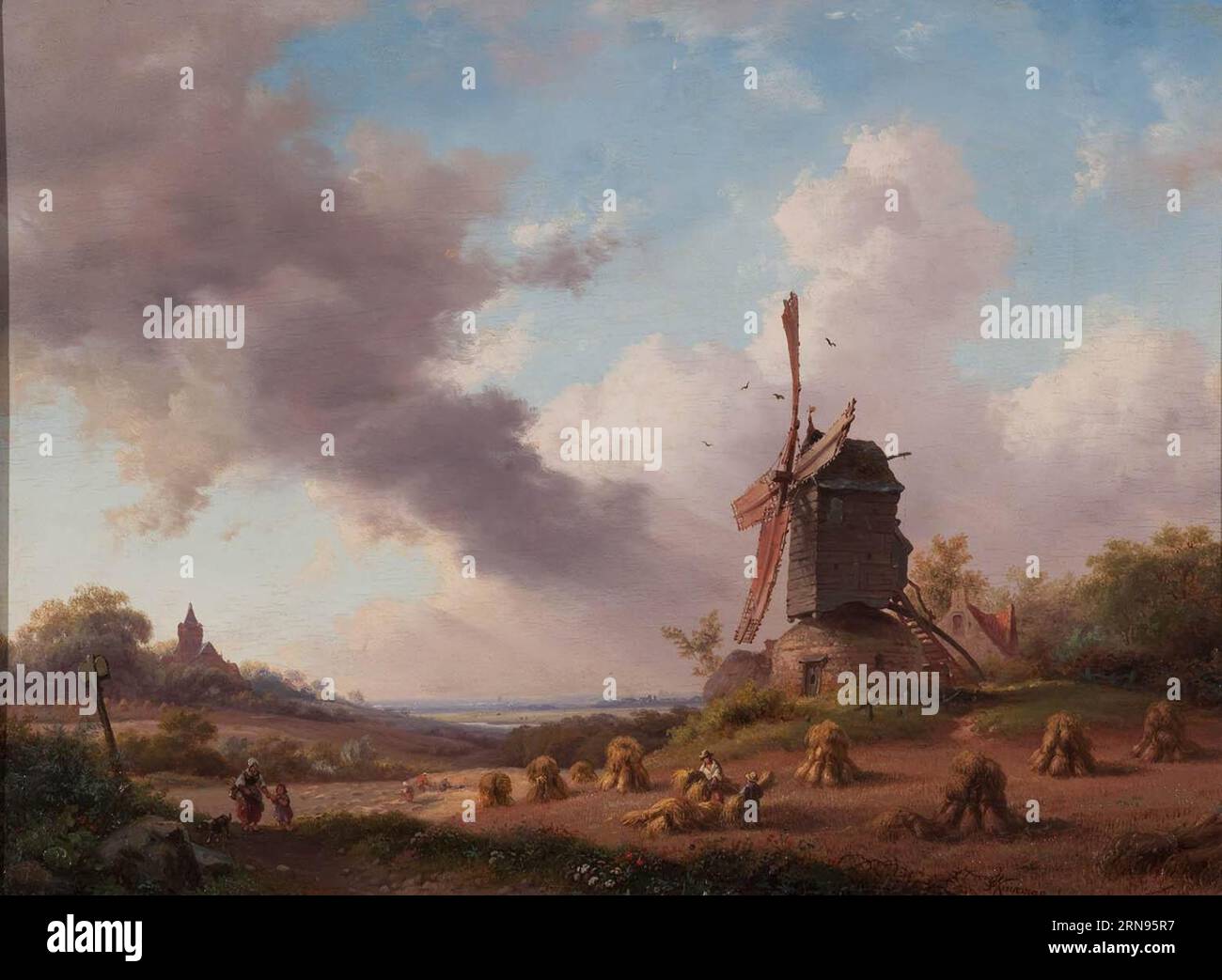 Oogstmaand 1850 by Fredrik Marinus Kruseman Stock Photo