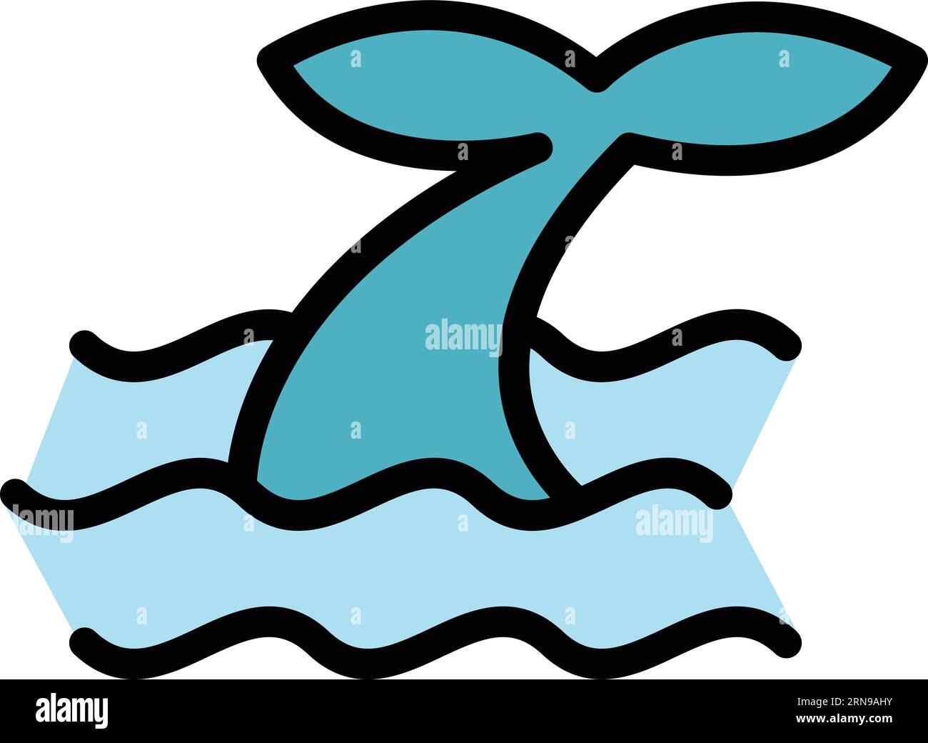 Alaska whale icon outline vector. Arctic fish. Animal water color flat Stock Vector