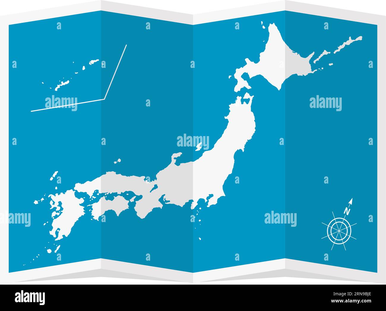 Vector illustration of four-fold Japan map Stock Vector