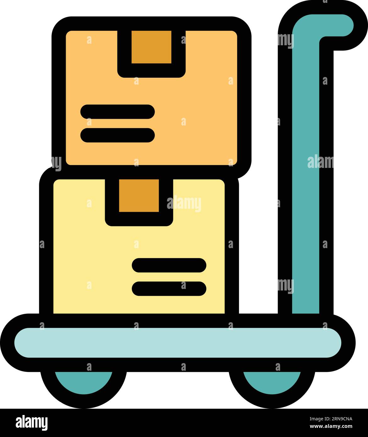 Box help cart icon outline vector. Migrant people. Family seeker color ...