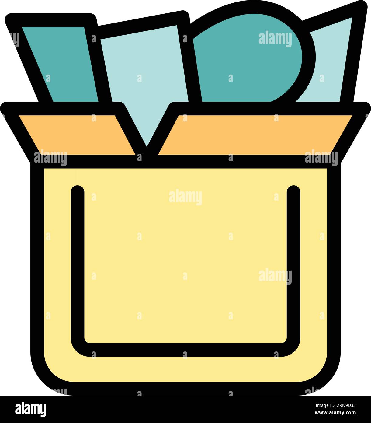 Donation box icon outline vector. Migrant people. Help family color