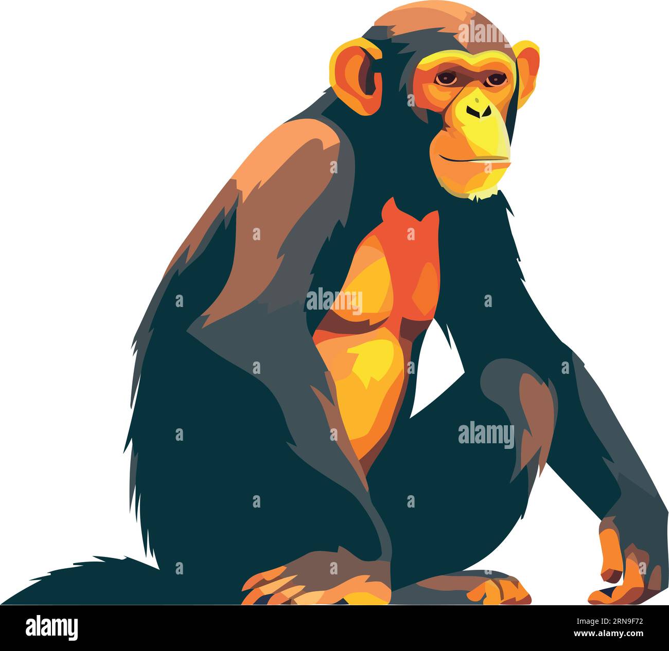 Cute monkey sitting in tropical rainforest illustration Stock Vector ...