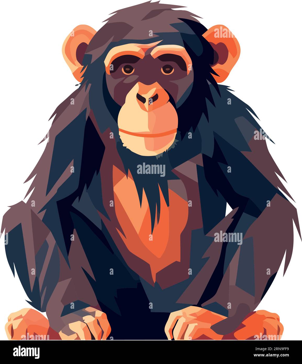 Cute monkey mascot sitting in tropical forest Stock Vector Image & Art ...