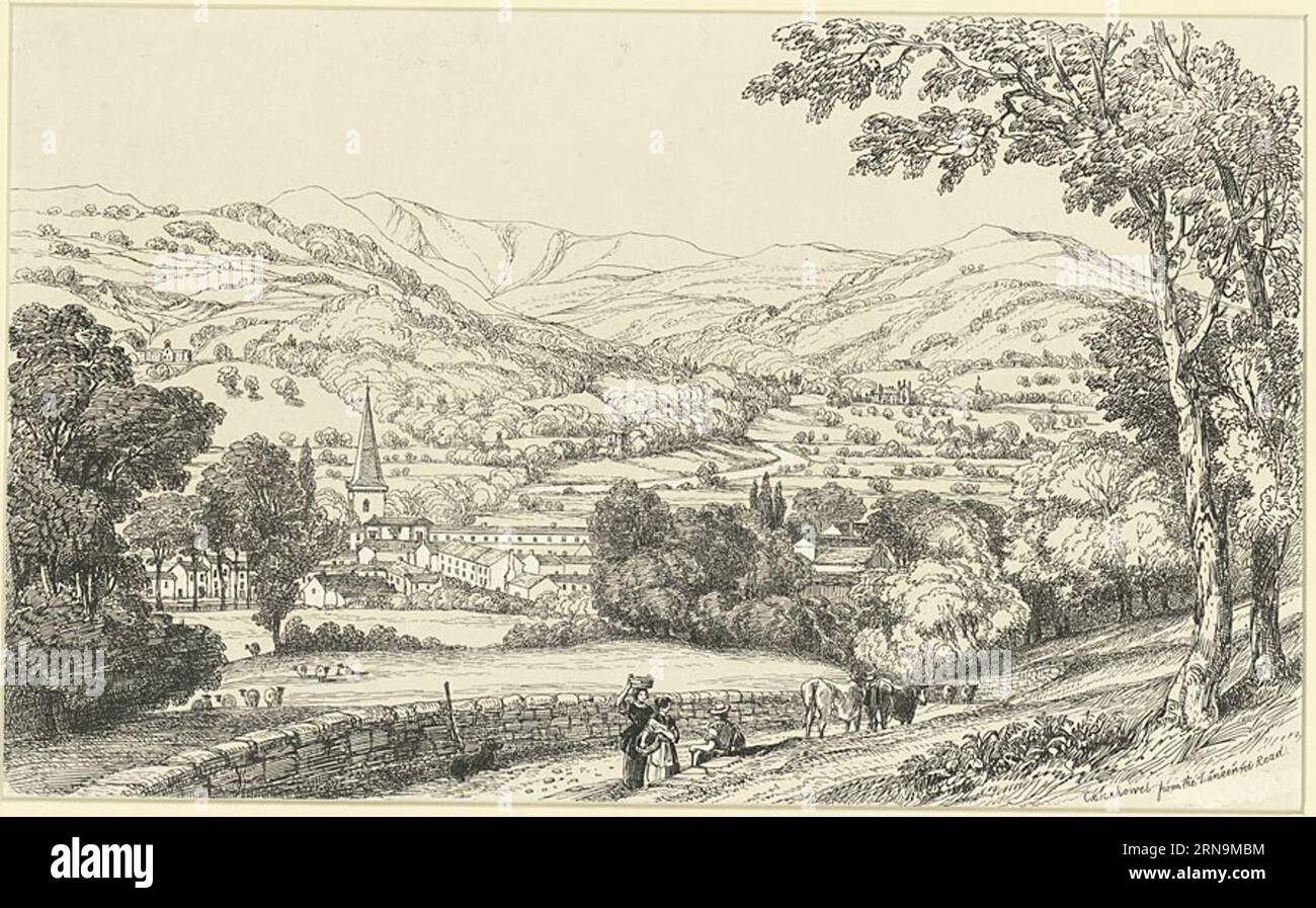 Crickhowel from the Langenni Road circa 1844 by Alexander F. Rolfe