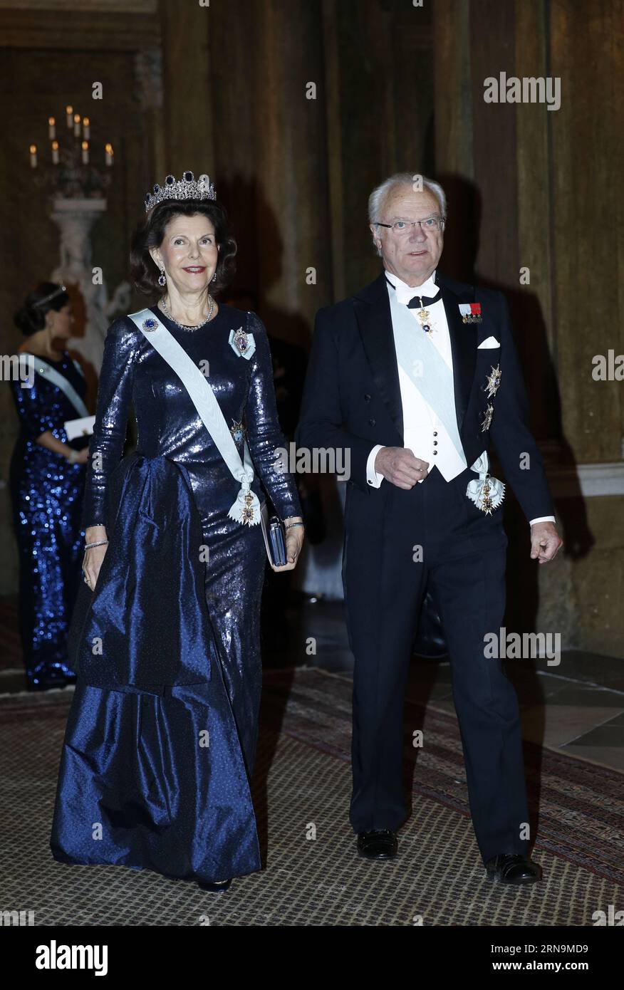 (151211) -- STOCKHOLM, Dec. 11, 2015 -- Sweden s King Carl XVI Gustaf and Queen Silvia attend the royal banquet for Nobel laureates at Royal Palace in Stockholm, Sweden, Dec. 11, 2015. ) SWEDEN-STOCKHOLM-NOBEL-PRIZE-ROYAL-BANQUET YexPingfan PUBLICATIONxNOTxINxCHN   151211 Stockholm DEC 11 2015 Sweden S King Carl XVI Gustaf and Queen Silvia attend The Royal Banquet for Nobel Laureates AT Royal Palace in Stockholm Sweden DEC 11 2015 Sweden Stockholm Nobel Prize Royal Banquet YexPingfan PUBLICATIONxNOTxINxCHN Stock Photo