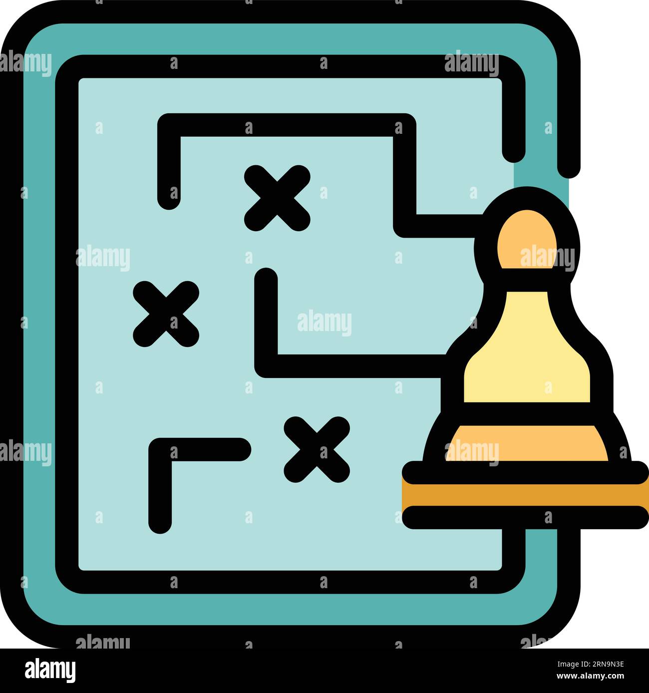 Chess direction icon outline vector. Online game. Play story color flat ...