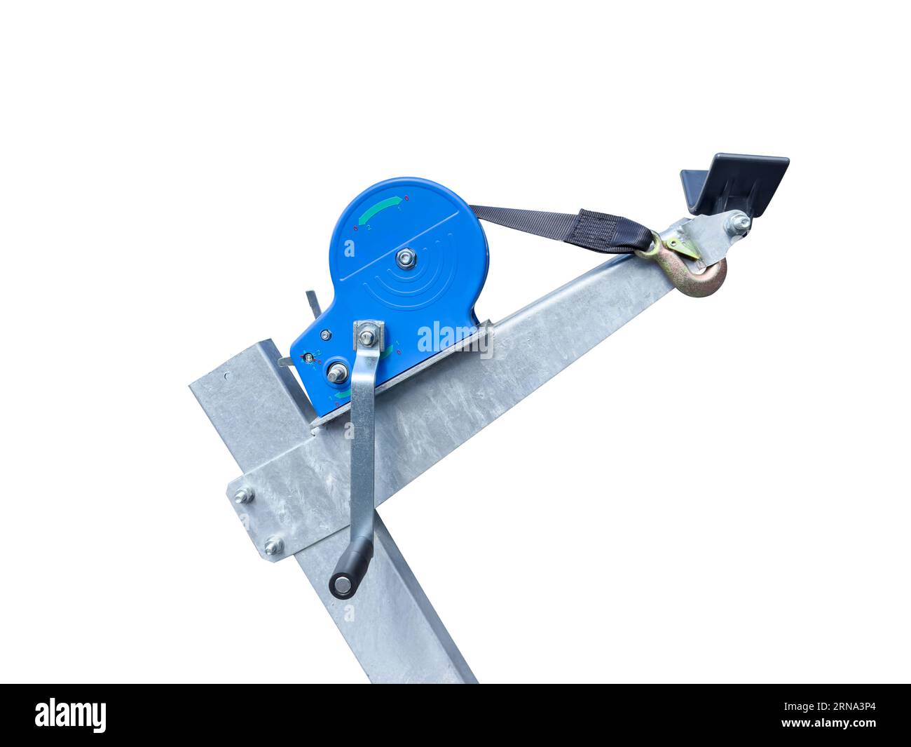 Black boat trailer hand winch isolated on white background Stock Photo