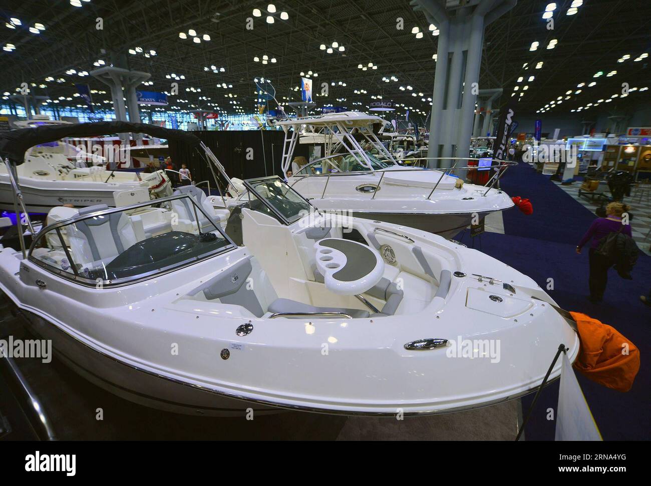 (160106) -- NEW YORK, Jan. 6, 2016 -- People visit New York Boat Show in New York, the United States, on Jan. 6, 2016. The five-day New York Boat Show which features the latest and greatest in boating, including kayaks, yachts and water sport boats with high technology kicked off at the Javits Center in New York on Wednesday. ) U.S.-NEW YORK-BOAT SHOW WangxLei PUBLICATIONxNOTxINxCHN   160106 New York Jan 6 2016 Celebrities Visit New York Boat Show in New York The United States ON Jan 6 2016 The Five Day New York Boat Show Which Features The Latest and Greatest in Boating including Kayaks Yacht Stock Photo