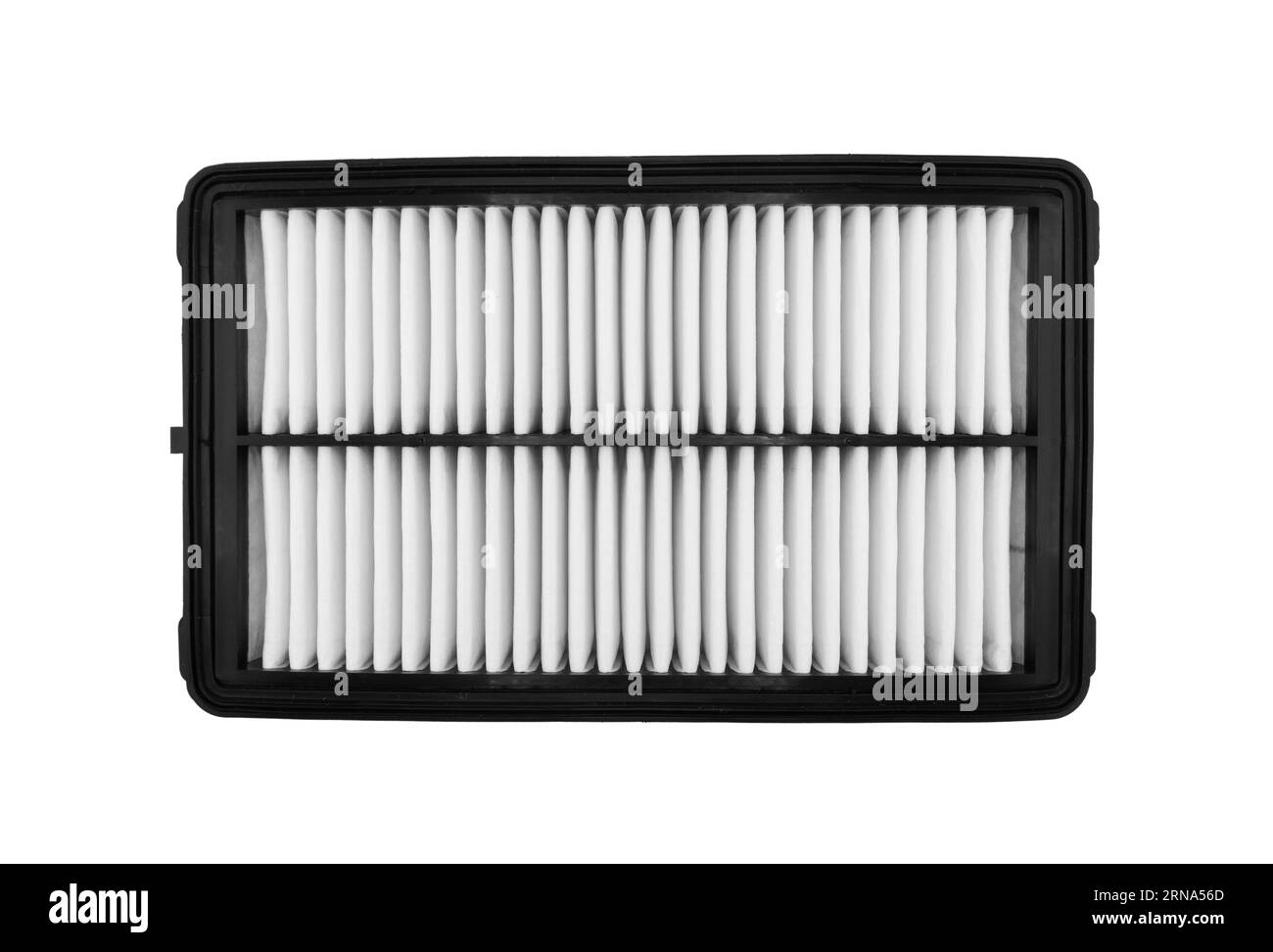 New car air filter element. Car engine air filter isolated on white