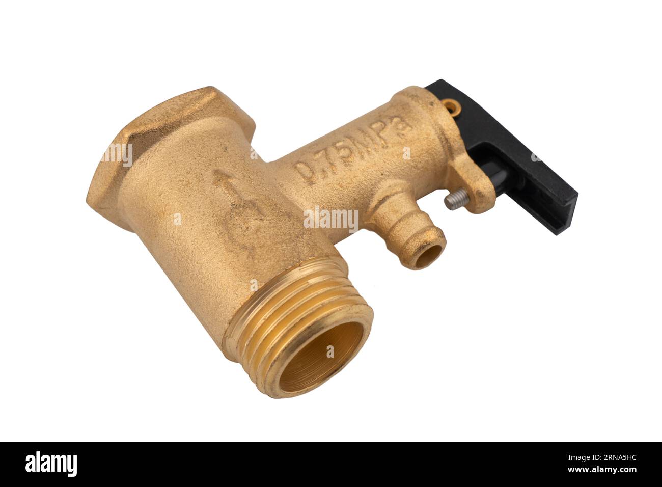 Bronze plumbing fitting for pipes isolated on white background. Brass water fitting adapter