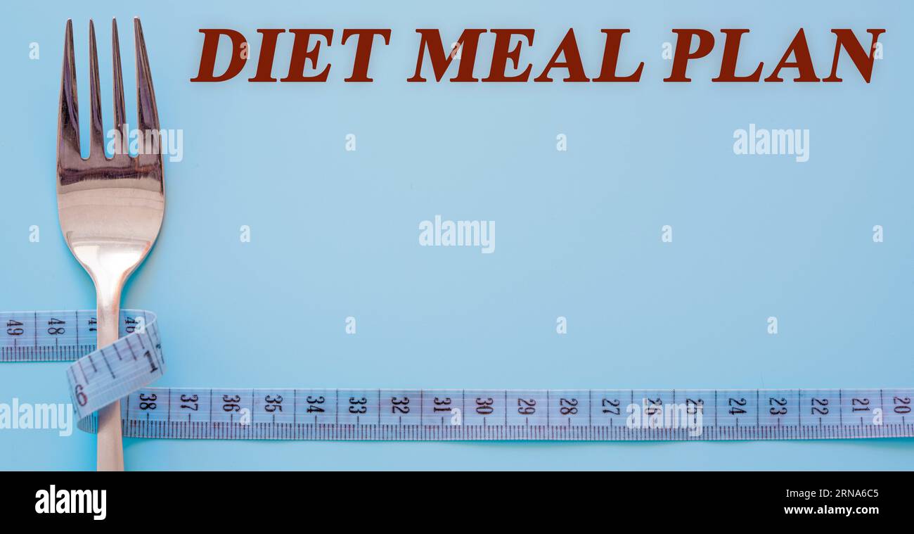 Diet text on flat lay background diet meal plan Stock Photo