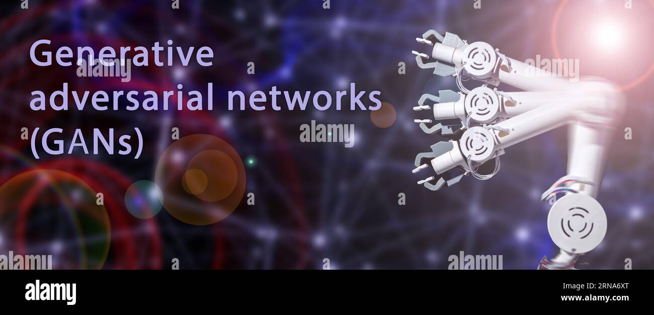 Generative adversarial networks (GANs) a type of ANN that can generate synthetic data. Stock Photo