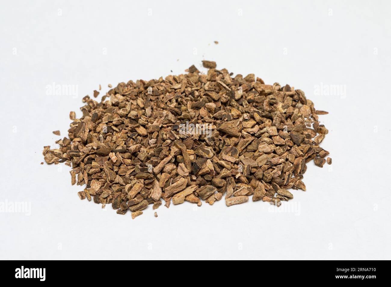 Pile of dried bitter orange blossoms, Citrus × aurantium, set up for ...