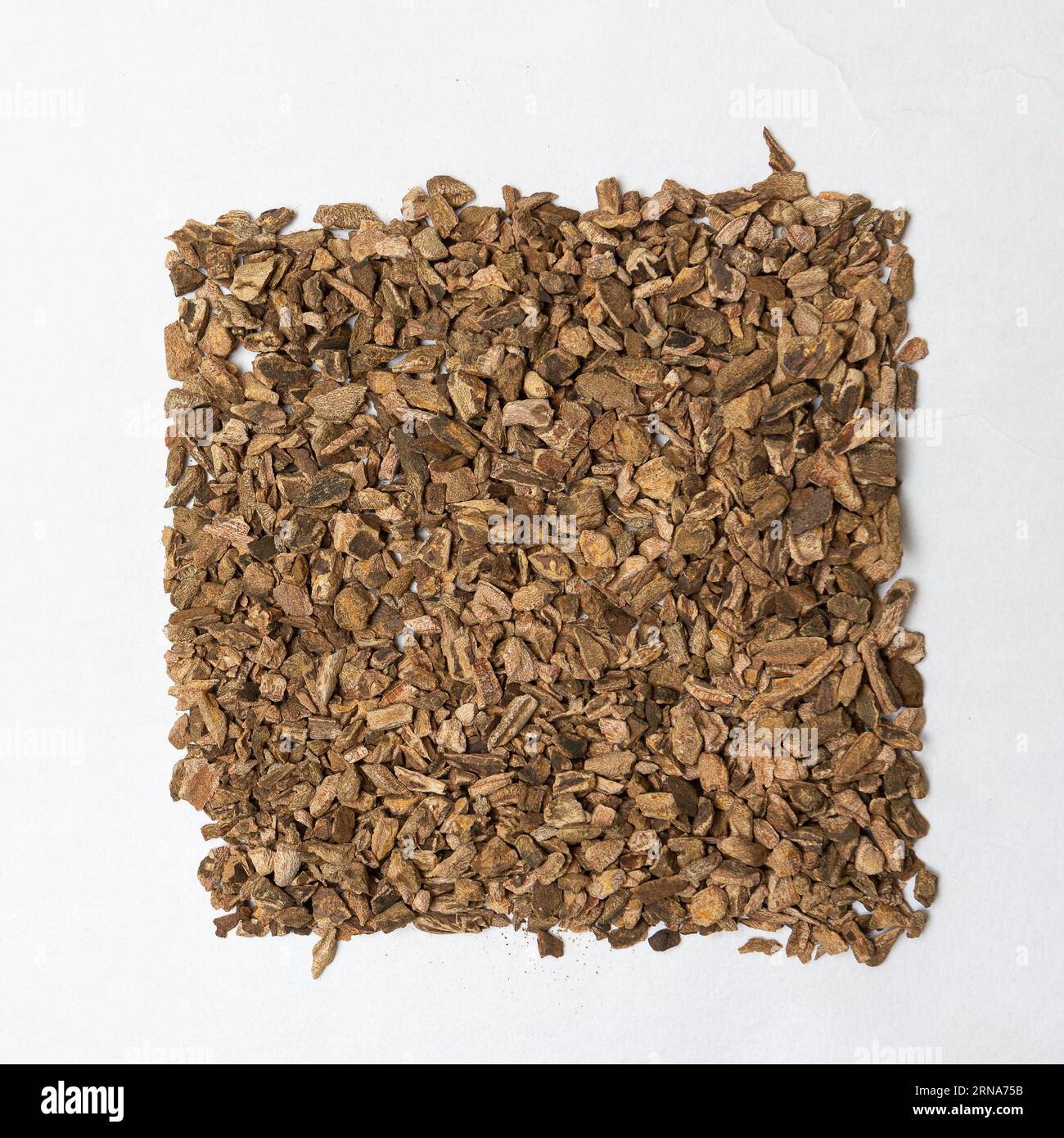 Pile of dried bitter orange blossoms, Citrus × aurantium, set up for