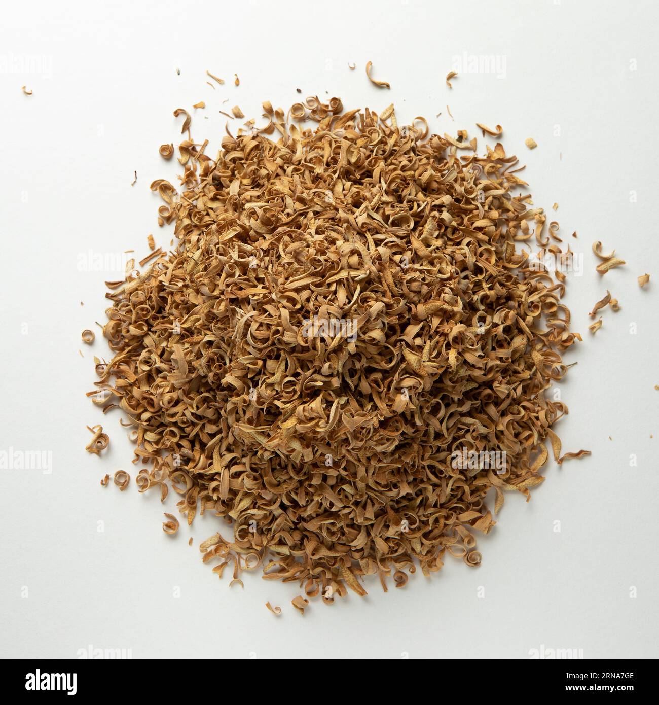 Pile of dried bitter orange blossoms, Citrus × aurantium, set up for ...