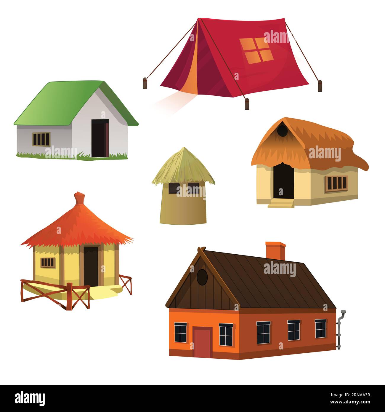 Different types of humans shelter, vector illustration Stock Vector