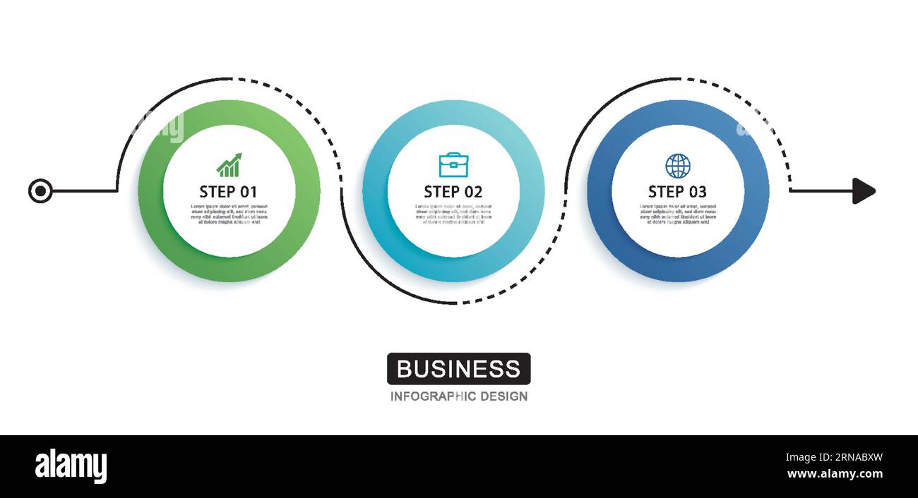 Infographics circle timeline with 3 number data template. Vector ...