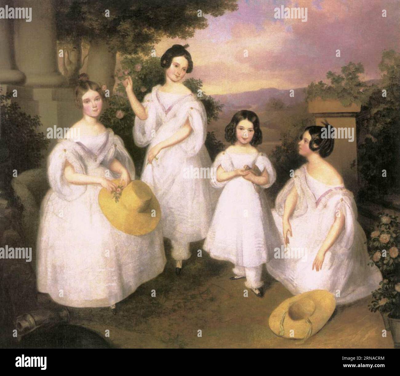 The Daughters of István Medgyasszay circa 1833 by Károly Brocky Stock Photo