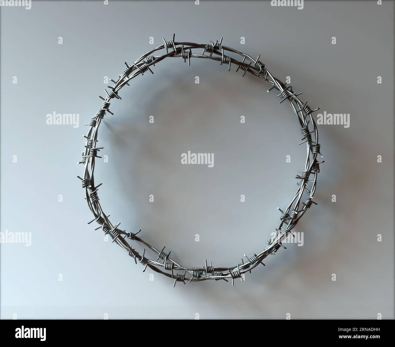 A modern concept of strands of barbed wire woven into a crown depicting the crucifixion - 3D render Stock Photo