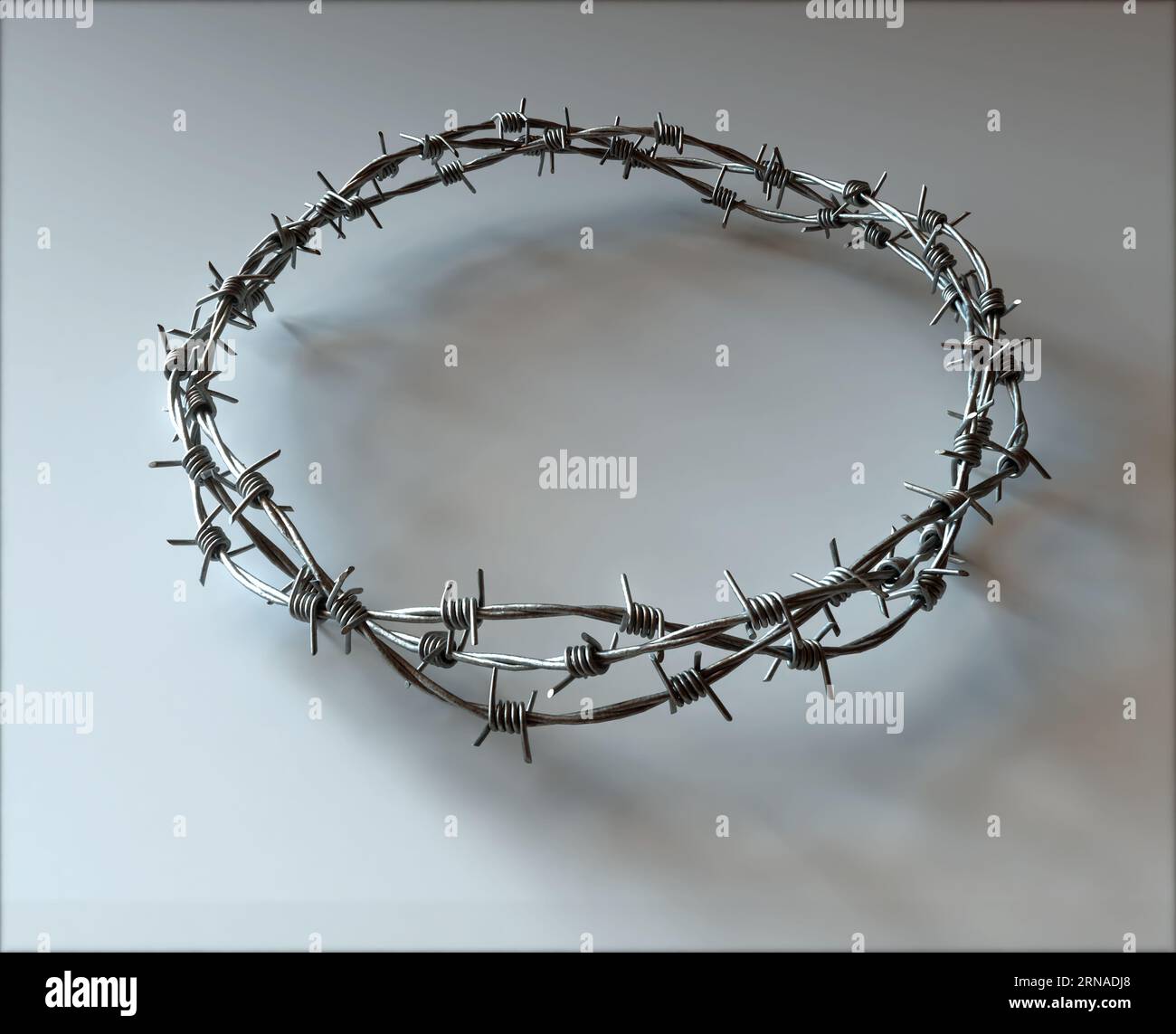 A modern concept of strands of barbed wire woven into a crown depicting